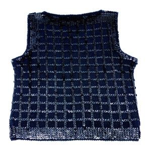 Classic Sequin Sleeveless Knit Top Black Sz S